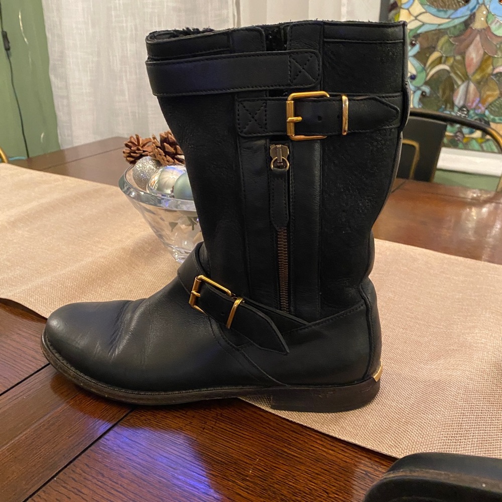 BURBERRY Moto Grantville Boots buckle soft leather biker Sz 9.5, 40